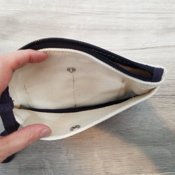 Lands' End wristlet wallet change purse Cream Navy - Picture 5 of 8